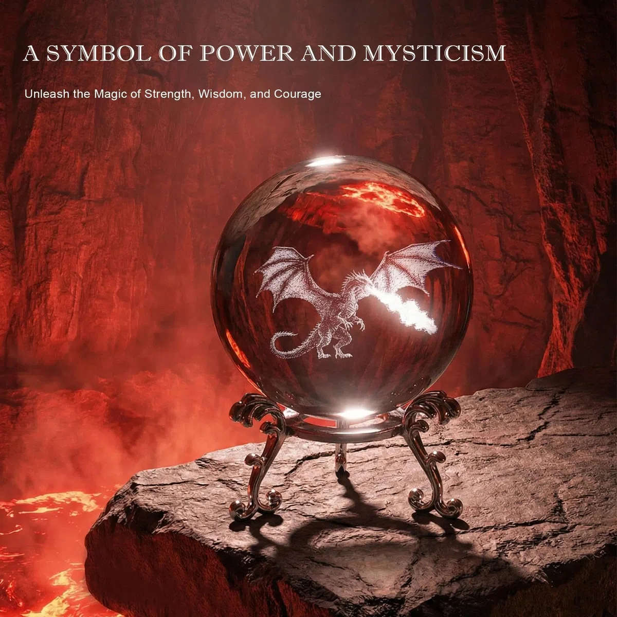 HDCRYSTALGIFTS Bola de cristal de dragón, 2.36 pulgadas (60 mm), bola decorativa de vidrio grabada con láser 3D para cumpleaños, Navidad, figuras de animales de vidrio, regalos de dragón para