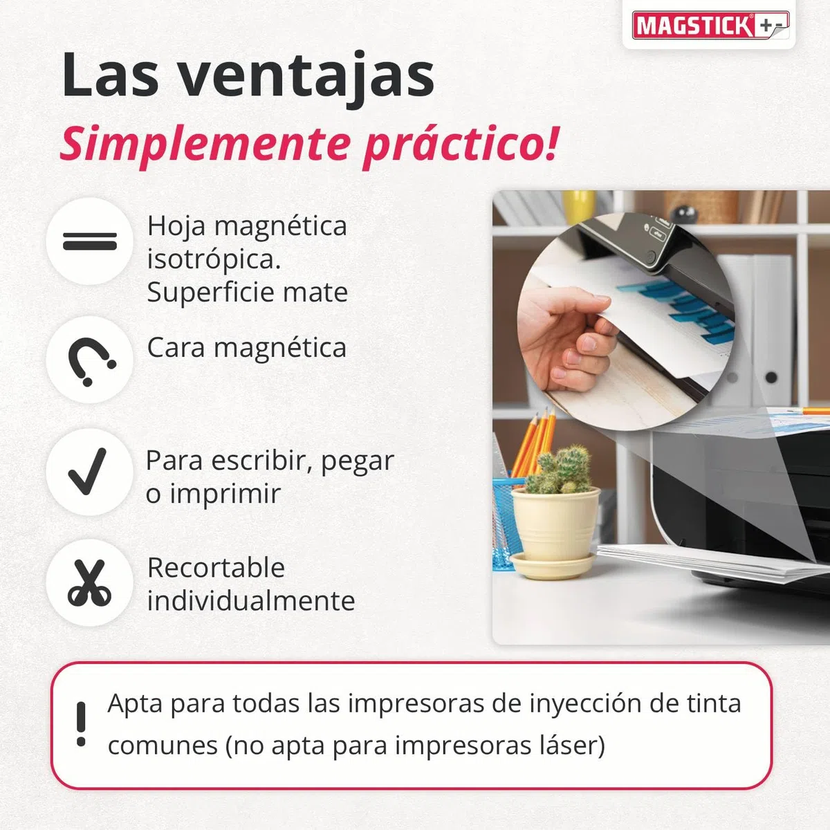 Juego de 10 papeles magnéticos I blanco I DIN A4 I reverso magnético I imprimible con impresoras de chorro de tinta estándar I para etiquetado, impresión o papel fotográfico magnético I mag220