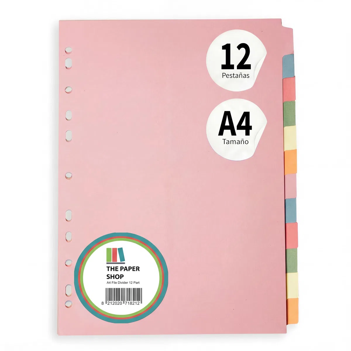 Separadores para carpeta con pestañas A4 de 12 partes | Separadores para carpeta de 3 anillas | Perfectos para organizar páginas en separadores de carpeta de 3 anillas con pestañas, cada juego incluye