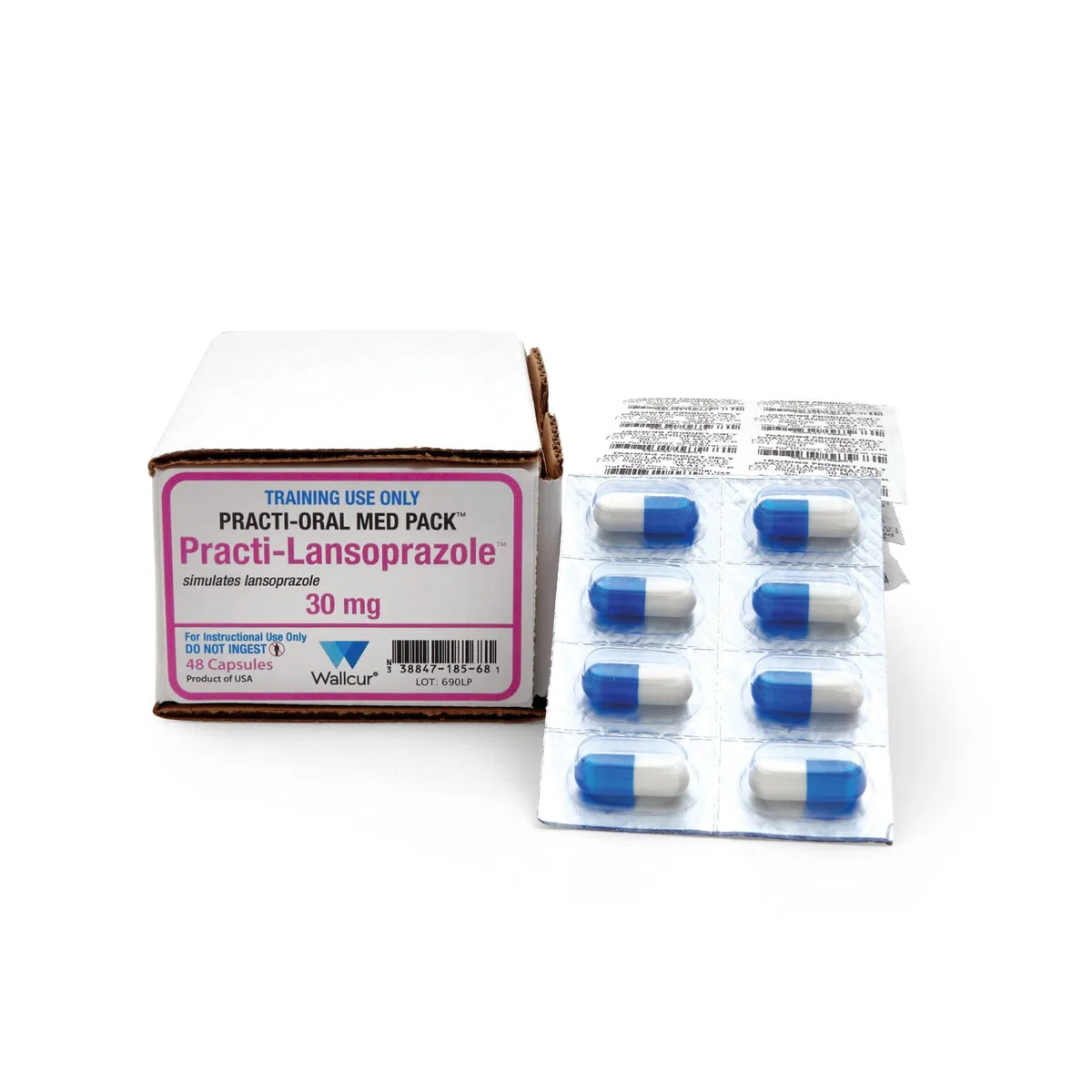 Practi-Lansoprazol 30mg Dosis oral unitaria (48 Cápsulas) – Producto simulado para la formación médica