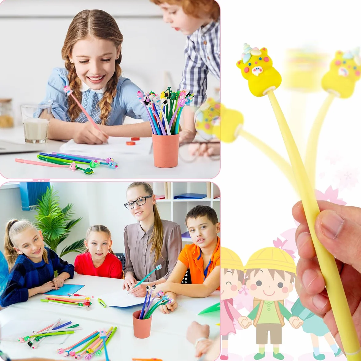 30 Bolígrafos Divertidos para niños,Kawaii Bolígrafo Silicona Animales,Bolígrafos Squishy ayuda,Relajarse, Detalles Cumpleaños Niños,Regalos Cumpleaños Niños Colegio y Fiestas (YYB-30)