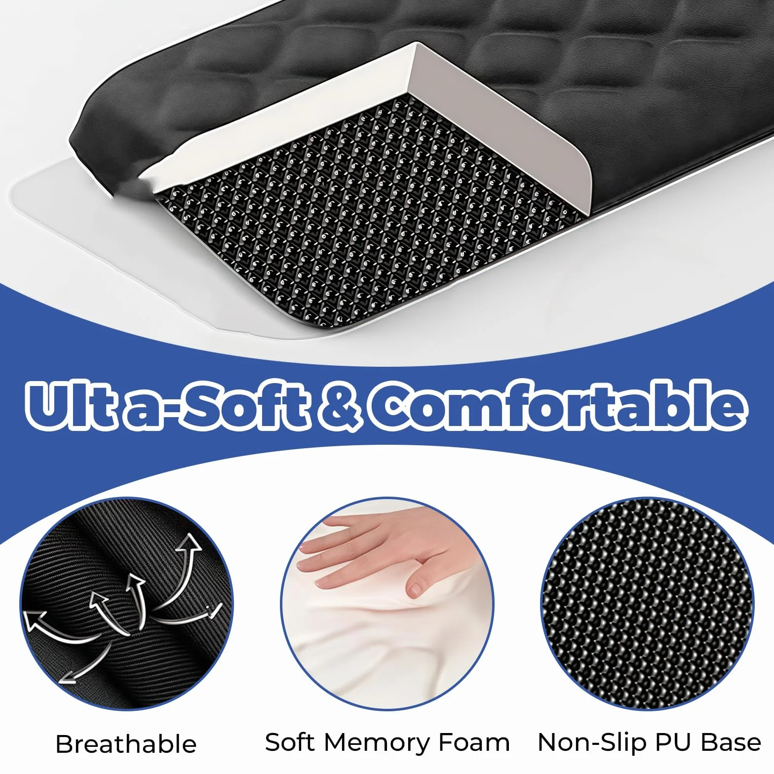 Yamobi 2-teiliges L-Förmige Tastatur Handgelenkauflage,Foam Handballenauflage mit Nonslip-Basis,Ergonomisches Schreibtisch - Kanten - Kissen für Büro (30x10cm)