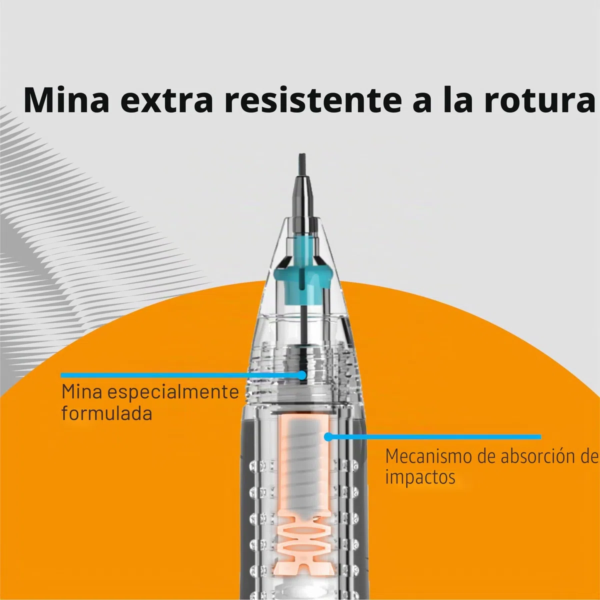 BIC Break Resistant Portaminas con Goma de Borrar Giratoria y Mina de Nanodiamante - Caja de 12