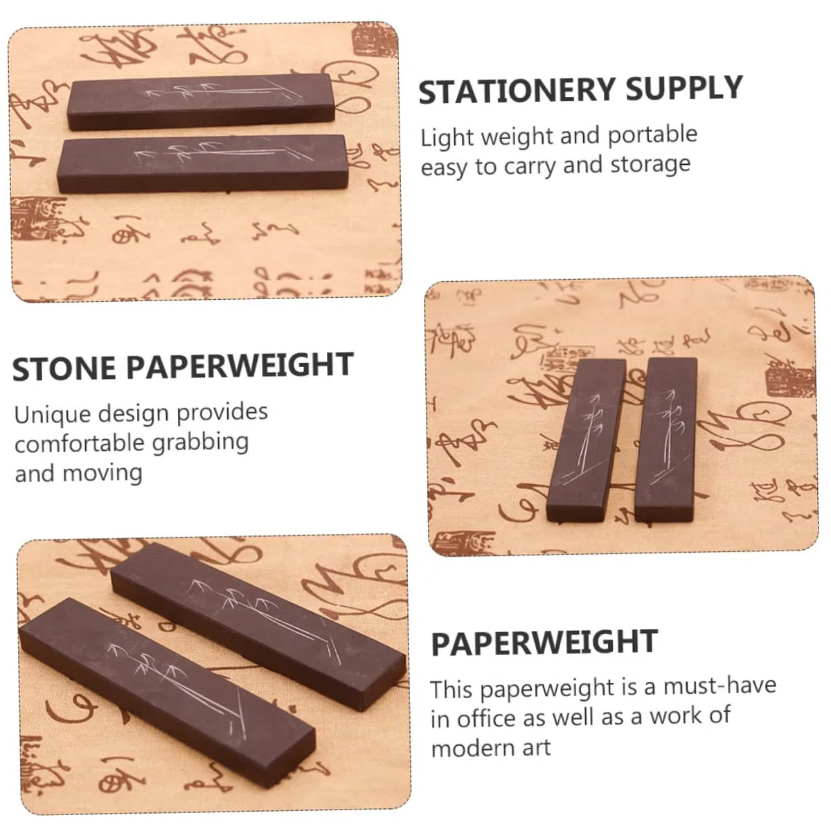 STOBOK Elegante Pisapapeles De Piedra Para Caligrafía Juego De 2 Piezas Pisapapeles De Escritorio Con Textura De Piedra Natural Para Oficina