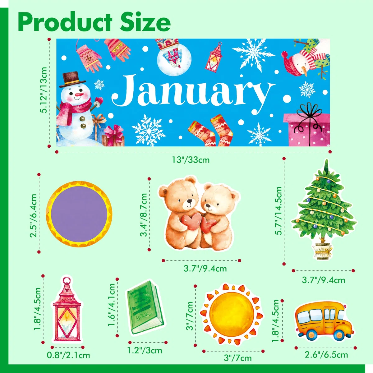 112 PCS Encabezados Mensuales de Vacaciones, Decoraciones de Cartel para los 12 Meses del Año en Diferentes Temas, 40 Tarjetas Redondas Escriturables y 60 Recortes Variados