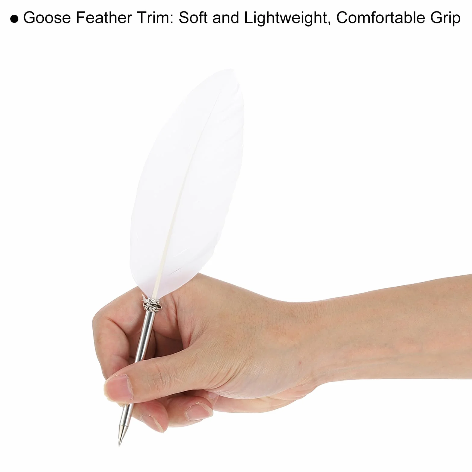 PATIKIL Bolígrafo de Pluma de 21cm/8" con Pluma de Plumas, 2 Bolígrafos de Tinta Vintage de Pluma Refinada Chapada para Caligrafía, Firma, Regalo de Boda, Negro/Blanco