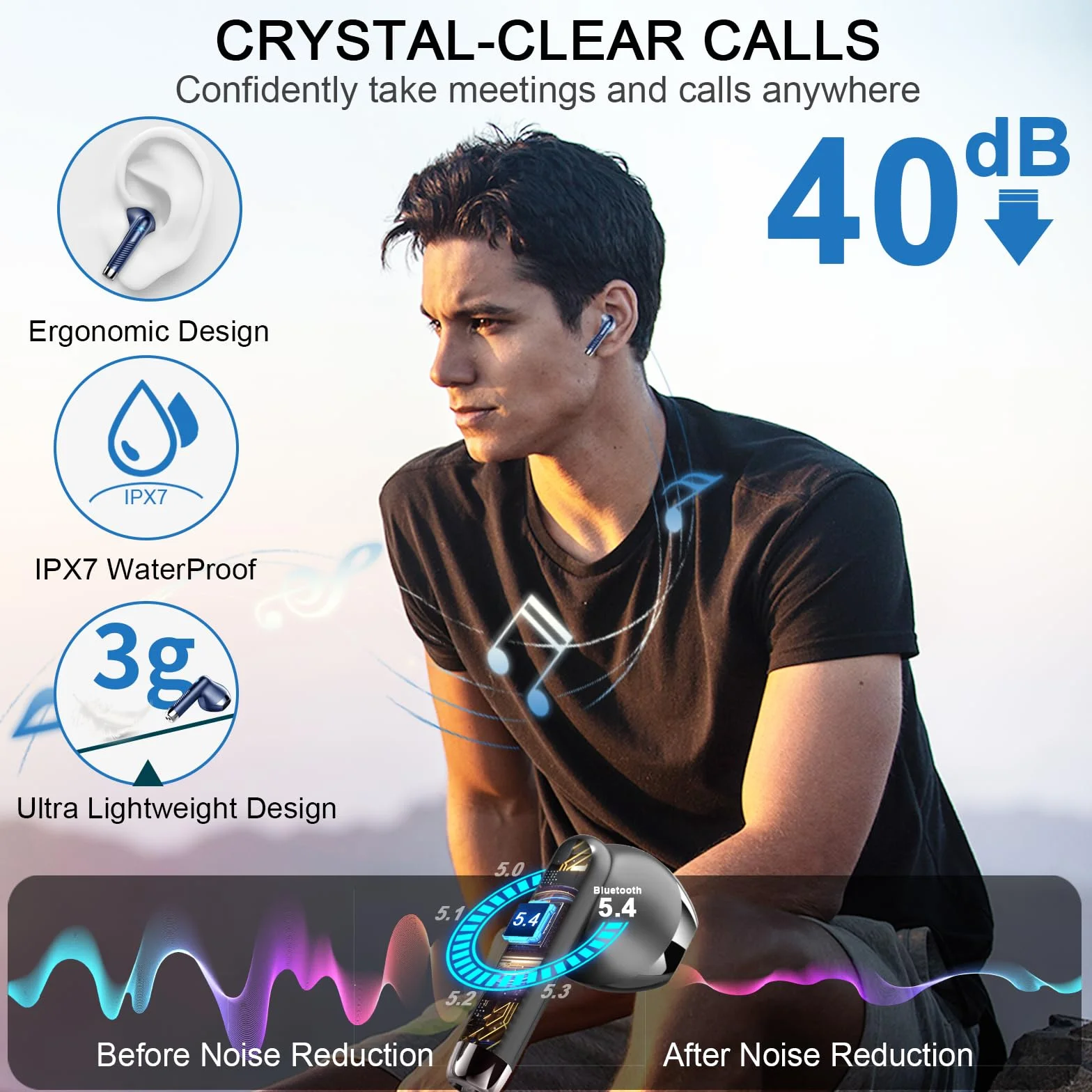 2026 AI Auriculares Traductores de Idiomas, 7 Modos Auriculares Traductor en Tiempo Real con 164 Idiomas, 49H Cascos Inalambricos Bluetooth 5.4 In Ear para Viajes Negocios y Aprendizaje, Negro