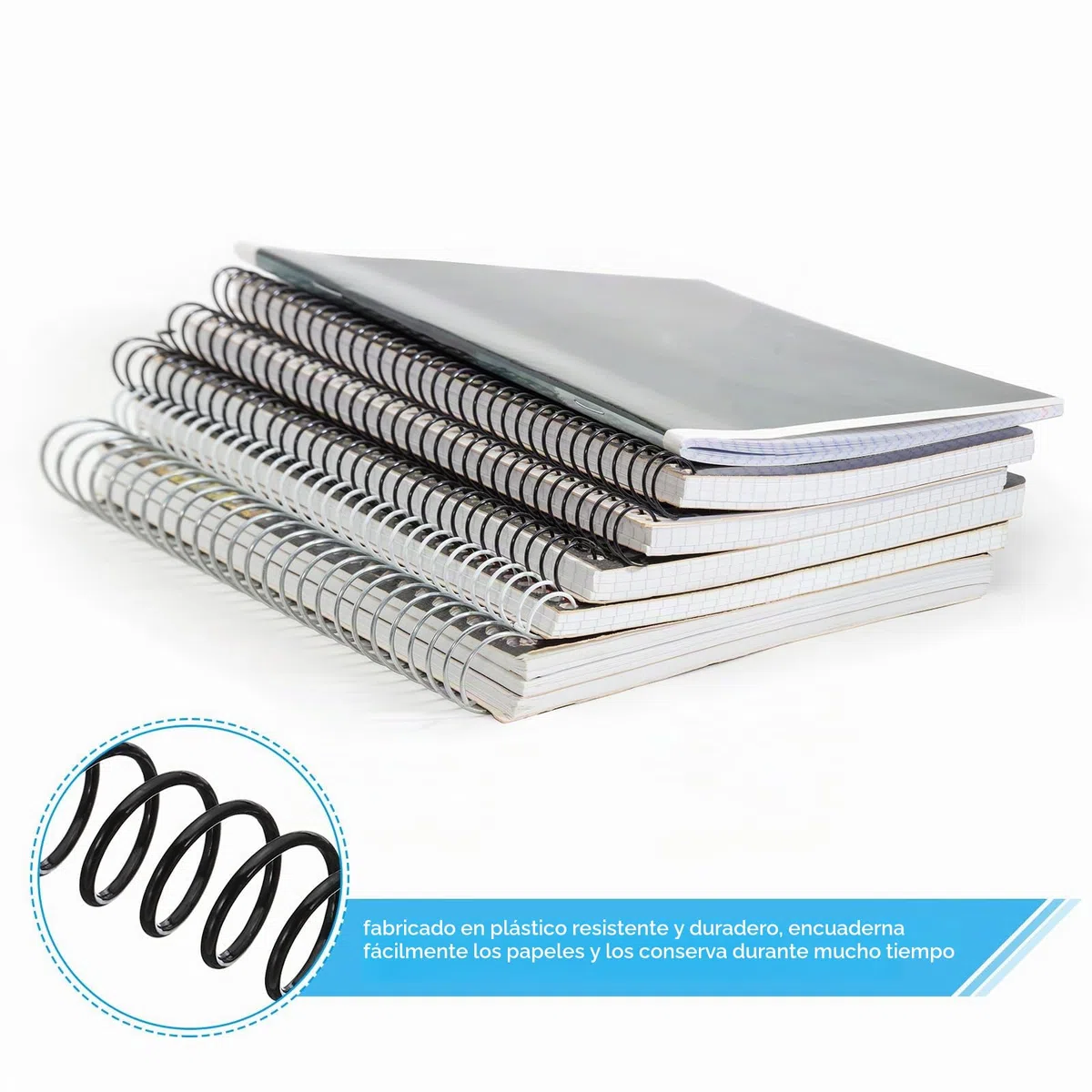 PATIKIL 25pcs 16mm Bobinas de Encuadernación en Espiral de Plástico, 140 Hojas, Paso 4:1, 48 Agujero Lomo de Encuadernación de Hojas Sueltas para Cuaderno Archivos DIY Papel Oficina, Negro