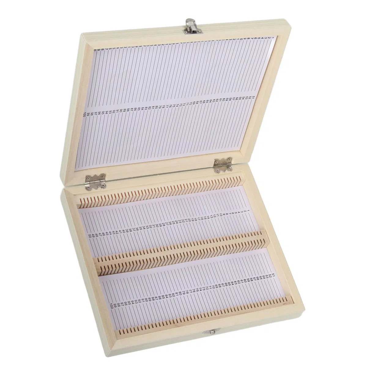 Caja de almacenamiento de diapositivas de madera preparada profesional, 100 unidades, caja de vidrio para niños, estudiantes, hogar, escuela, educación básica en ciencias