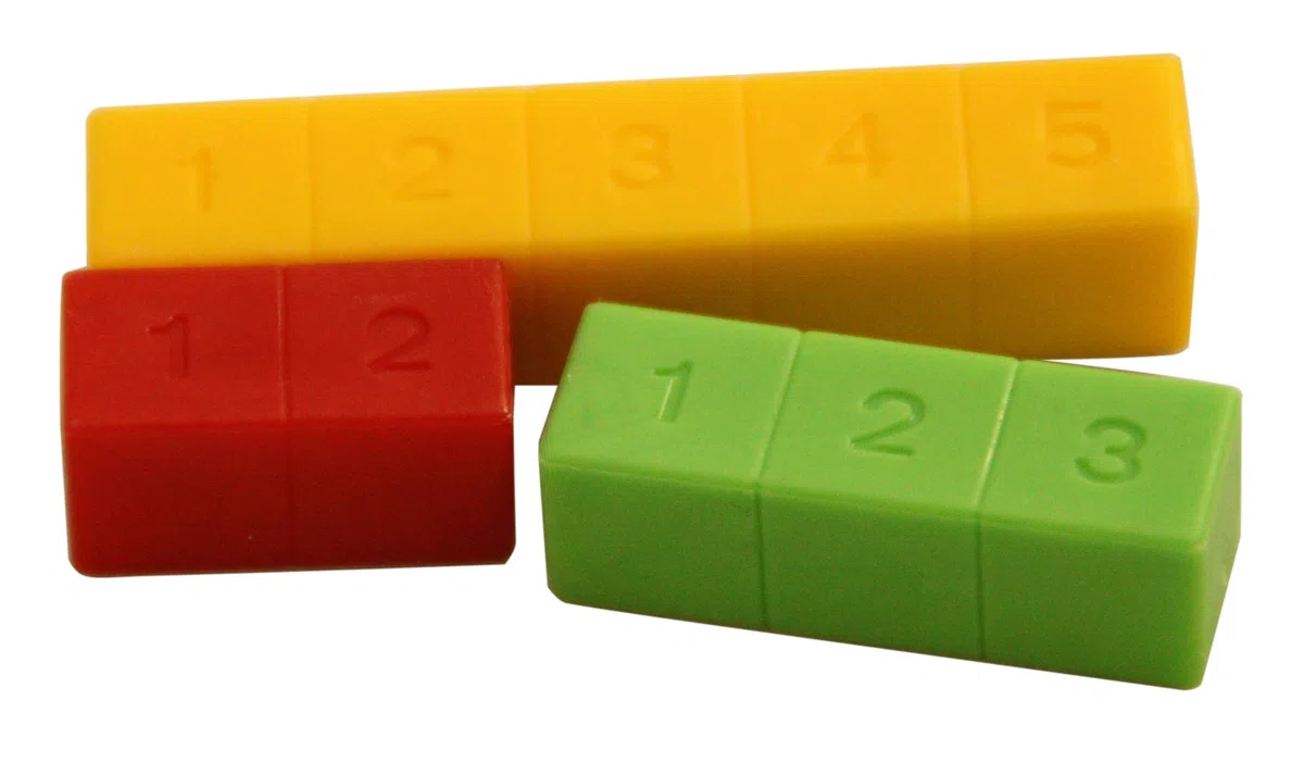 Regletas LADO Bote con 52 Pzs. Cuisenaire Fraccionadas y numeradas