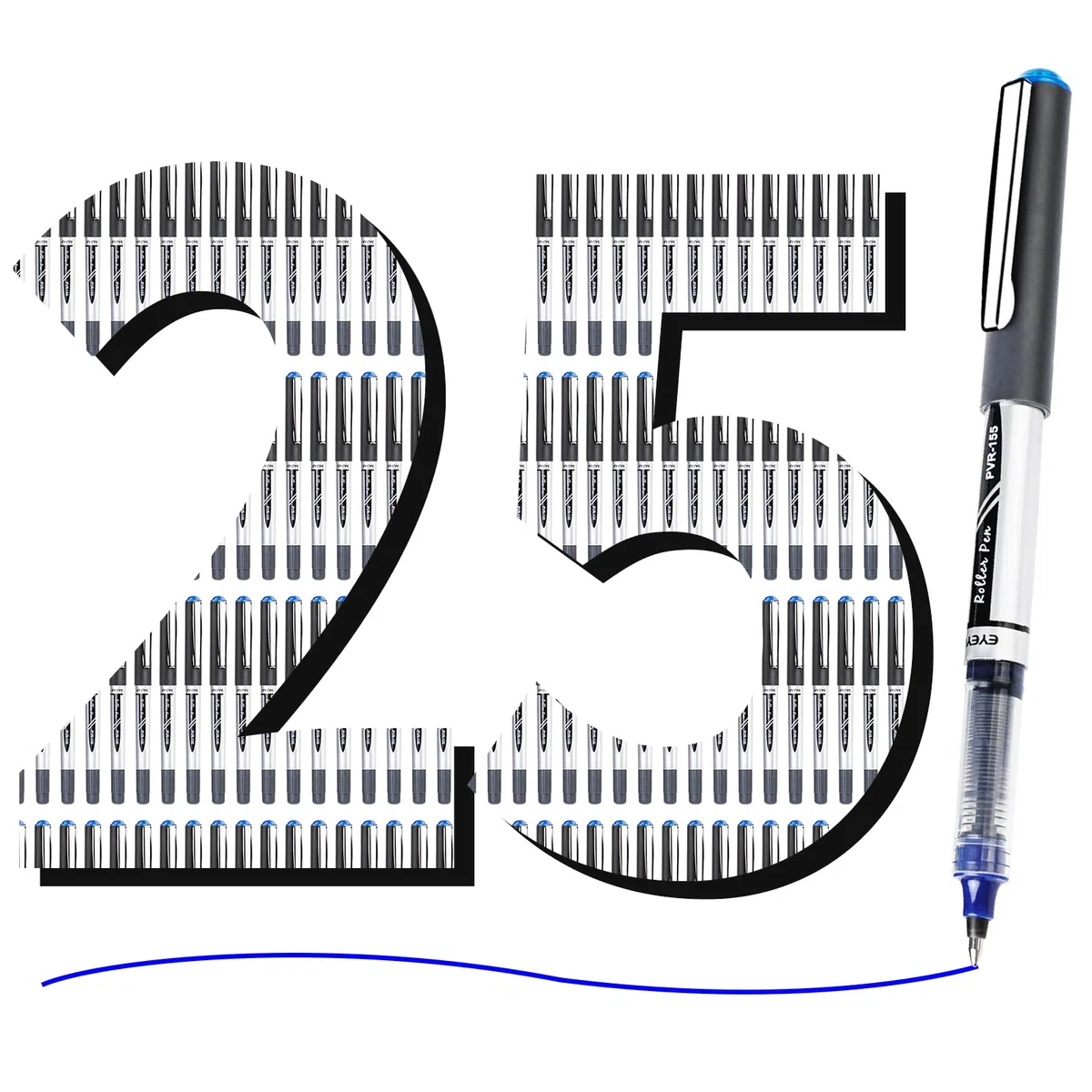 EYEYE Bolígrafos de tinta líquida Azul, 25pcs Bolígrafo Roller de Secado Rápido de Tinta, secado rápido para escribir, Escritura Suave para Oficina, Hogar, Empresa, Escuela 0.7mm