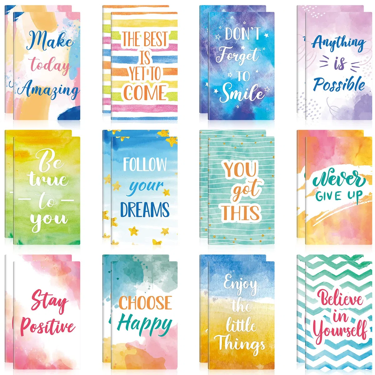 24 Blocs de Notas Inspiradores de Tapa Blanda Mini Cuaderno de Citas Motivacionales Diario de Bolsillo Colorido Pequeño Cuaderno Inspirador para Viajes Oficina Escuela Regalo 12 Estilos