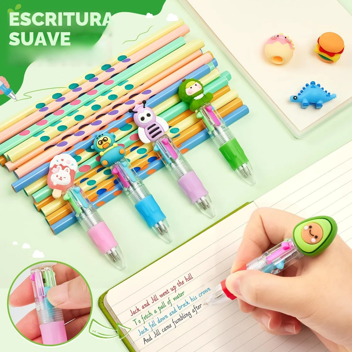 48 Boligrafo Multicolor 4 en 1: 24 Boligrafo Multicolor+24 Lápices, Regalos Cumpleaños Niños Colegio, Detalles Cumpleaños Niños, Bolígrafos Divertidos para Fiestas Infantiles