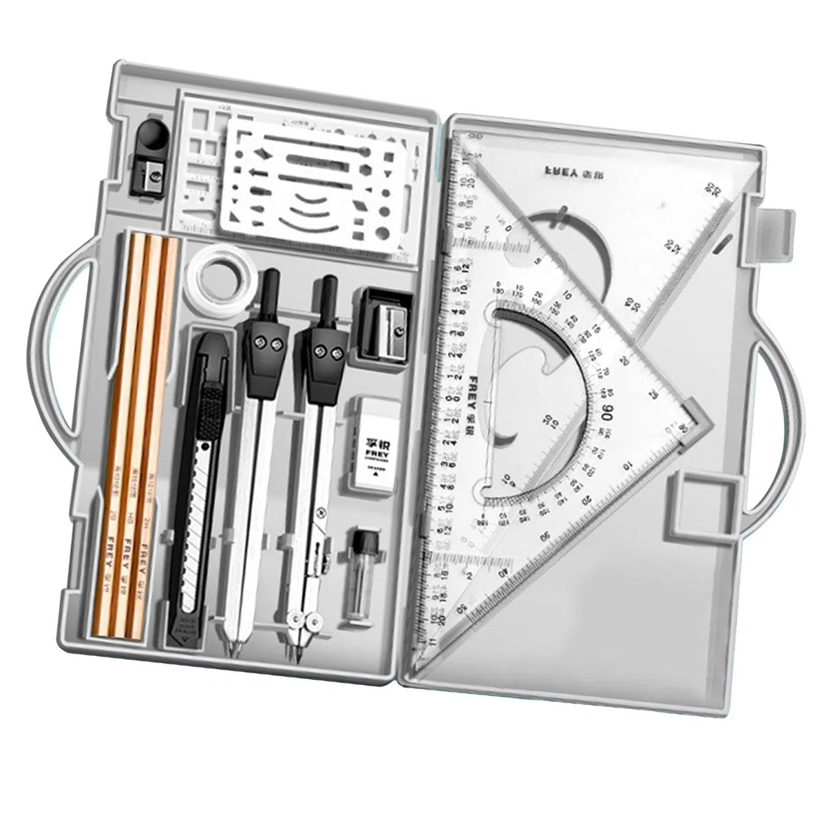 Conjunto De Geometria | Estuche Reglas Geometría Multifuncional De Dibujo | Juego Escuadra Cartabon Regla Y Transportador | Herramientas De Dibujo Para Mediciones Precisas