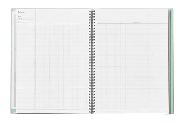 ADDITIO - Cuaderno de Todas las Clases semana vista para el profesorado | Evaluación continua | Programación semanal del curso | Tamaño 22,5 x 31 cm. | Catalán | Verde
