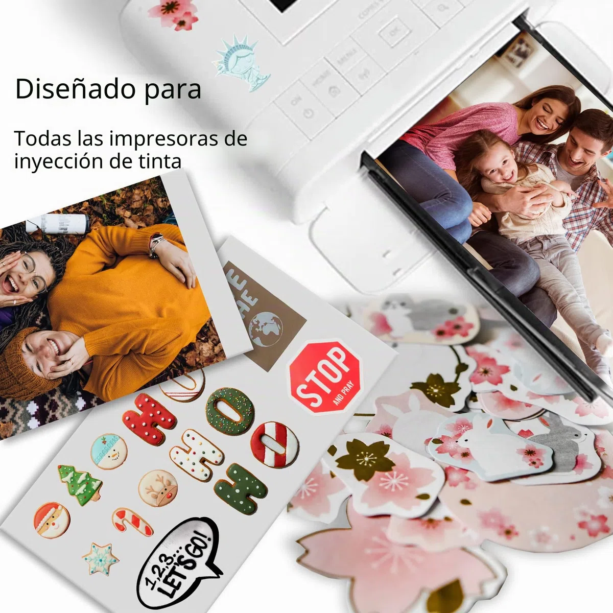 akaca Papel Adhesivo Brillante A4, 60 hojas, 135 g/m², Papel Fotográfico Imprimible para Todas Las Impresoras de Inyección de Tinta 210 x 297 mm