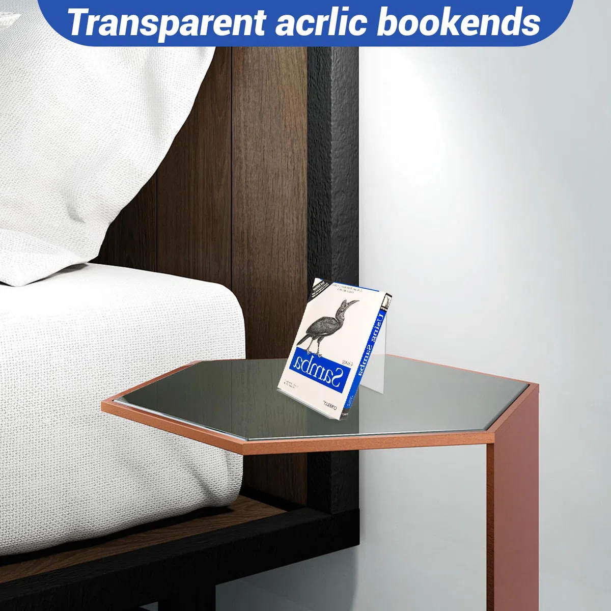 10 Piezas Sujetalibros de Acrílico Transparente,Sujeta Libros Estanteria,Organizador Libros Adecuado para La Escritorio, Dormitorio Oficina, Escuela, Biblioteca