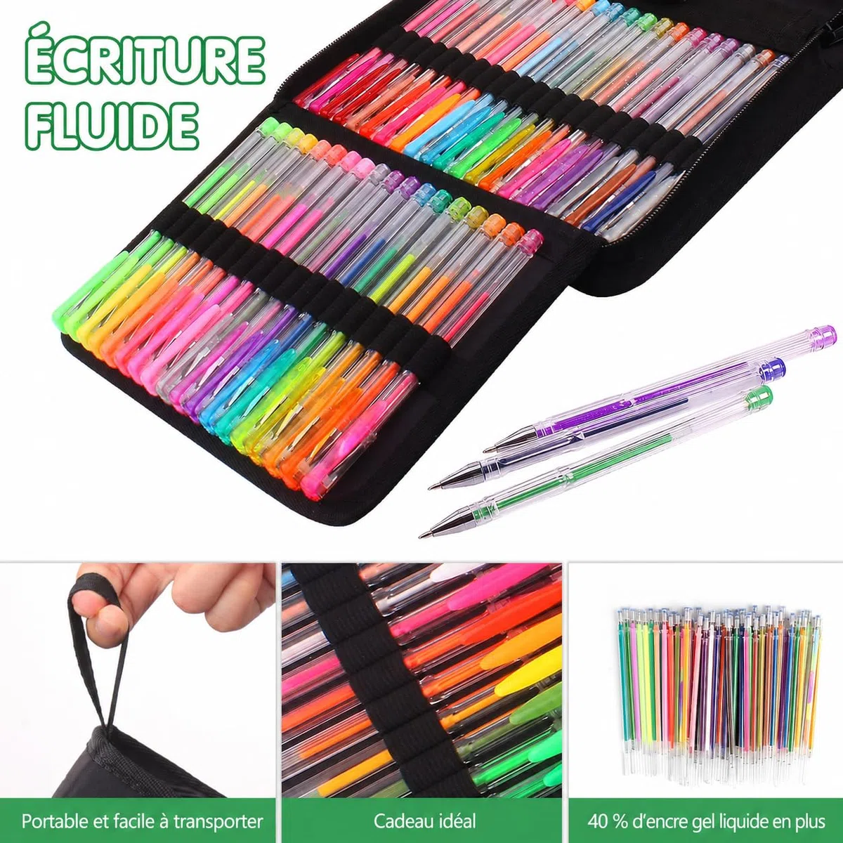 Paquete de 120 Bolígrafos de Gel con Purpurina, 60 Boligrafos Bonitos con 60 Recambios de Bolígrafos de Gel para Colorear Adultos y Dibujar Garabatear, Escribir Manualidades