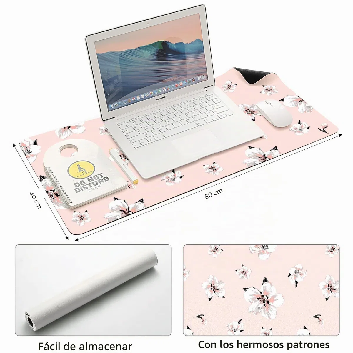 Alfombrilla de Escritorio 80x40 cm Tapete de Mesa Alfombrilla de Oficina con Dibujo Personalizado, Grande Alfombrilla de Ratón Impermeable y Antideslizante