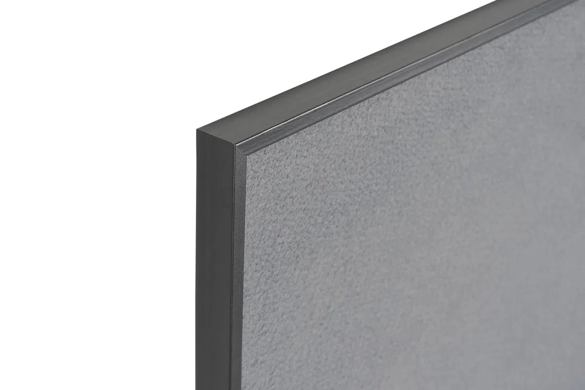 Bi-Office New Basic - Tablero de fieltro gris, marco de color negro, 585 x 385 mm