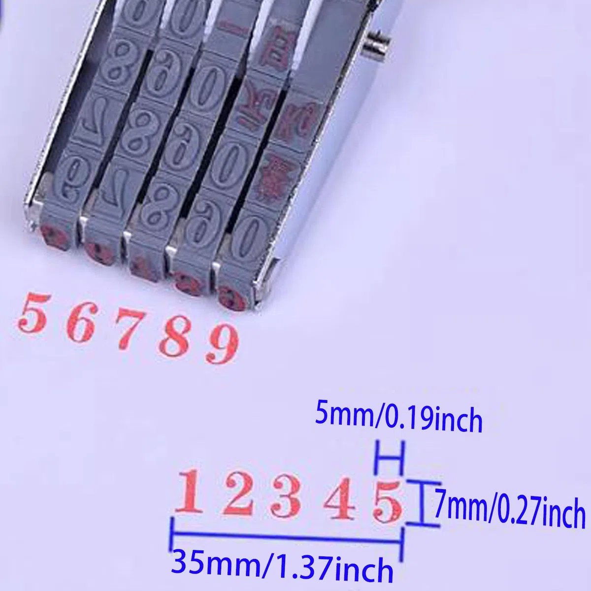 ZENG 5 Digits Sello de numeración Ajustable,Oficina Sello 5 Bandas 7mm x 5mm De Caucho 0-9 Números Números,Tamaño de impresión 7 x 35 mm-negro