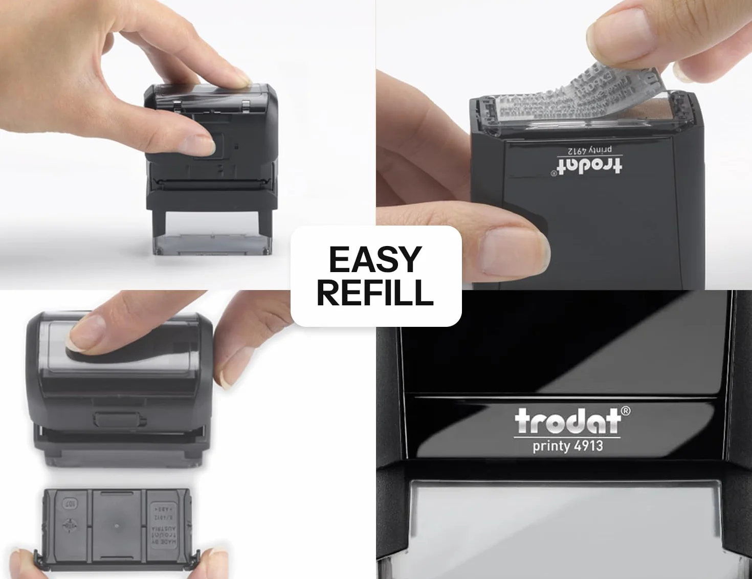 Stamp by Me – Sello Automático Personalizado para Empresas - Negro | Sello Autoentintable de Gran Tamaño hasta 4 Líneas | Dirección Remitente Oficina Banco | Almohadilla Recargable (Negro, 4 Líneas)