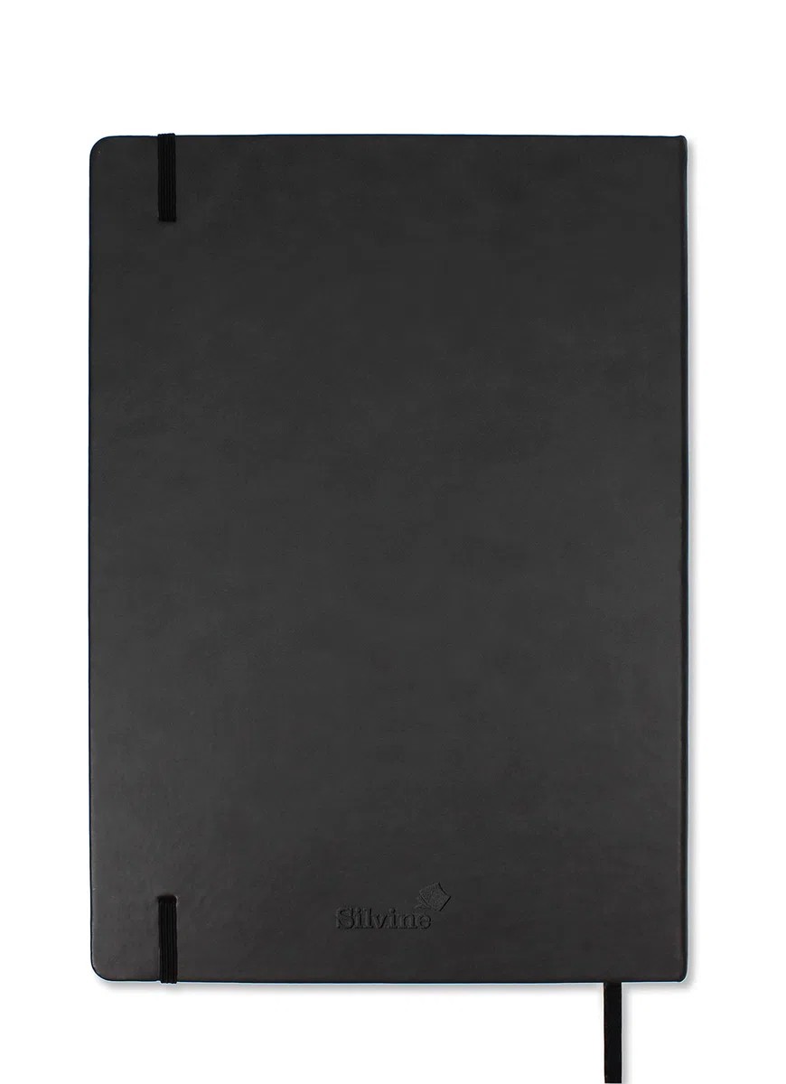 Silvine Cuaderno ejecutivo de tapa dura, tamaño A4, 160 páginas punteadas de papel marfil de 90 g/m², color negro