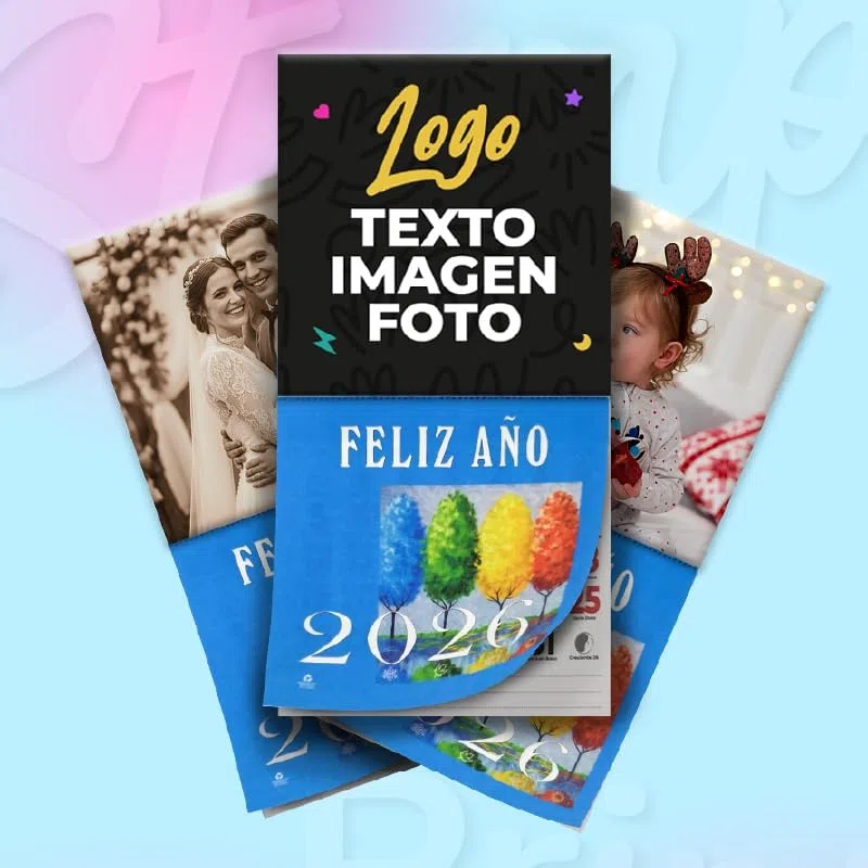 Pack 12 Uds Calendario Magnetico Nevera - Almanaques 2026 - Calendario Nevera Personalizados con Faldilla de 10x20cm y 15x20cm con Logo, Foto, Textos o Imagen - Calendarios Nevera Iman (10x20cm)