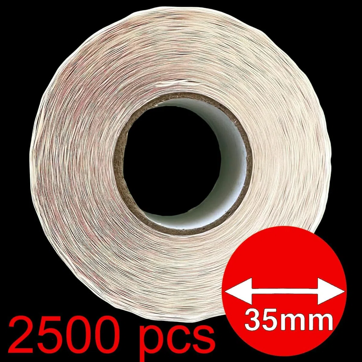 Etiquetas Adhesivas de Precio, 2.500 Pegatinas, 35 mm, Rojo Brillante, 5 Rollos (15€ -2500UDS)