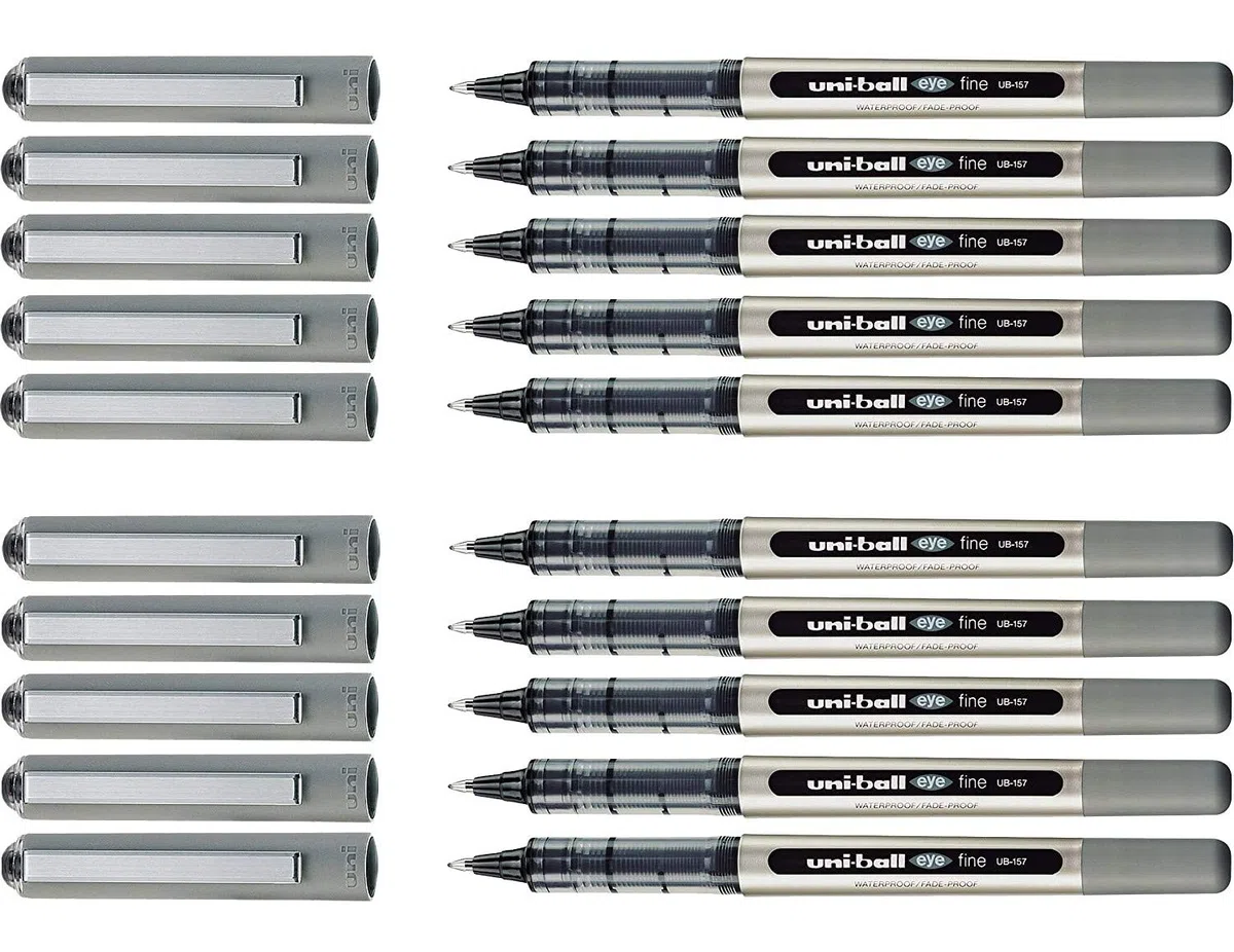 Uni-Ball Eye Fine UB157 - Bolígrafos de tinta, azul, 10er pack de