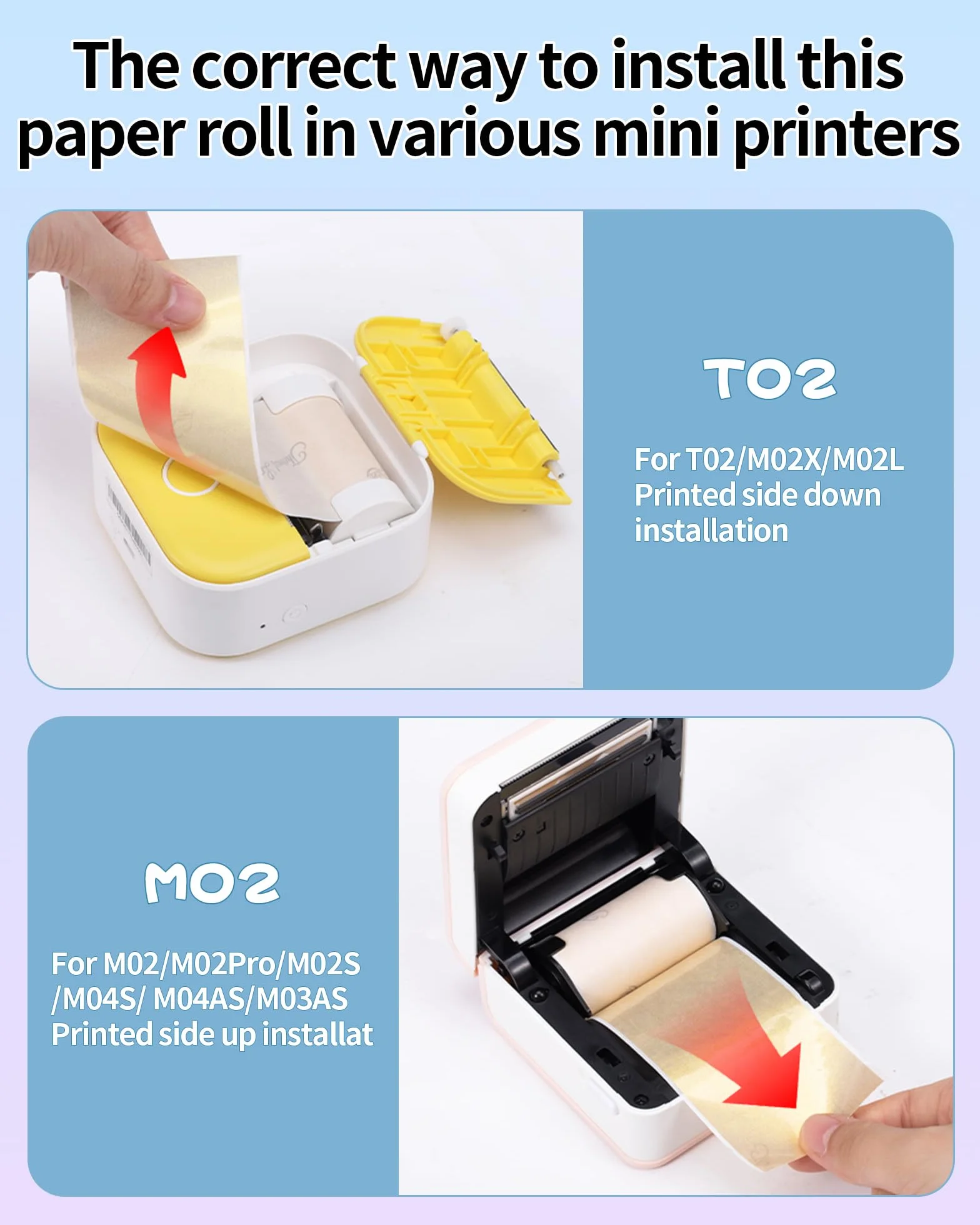 Phomemo Papel Térmico Autoadhesivo, Rosa Claro, Morado Claro, Azul, para Impresora Térmica Portátil Phomemo M02, M02PRO, M02S, M03, M03AS, M04S, M04AS, 53 mm x 3,5 mm, 3 Rollos