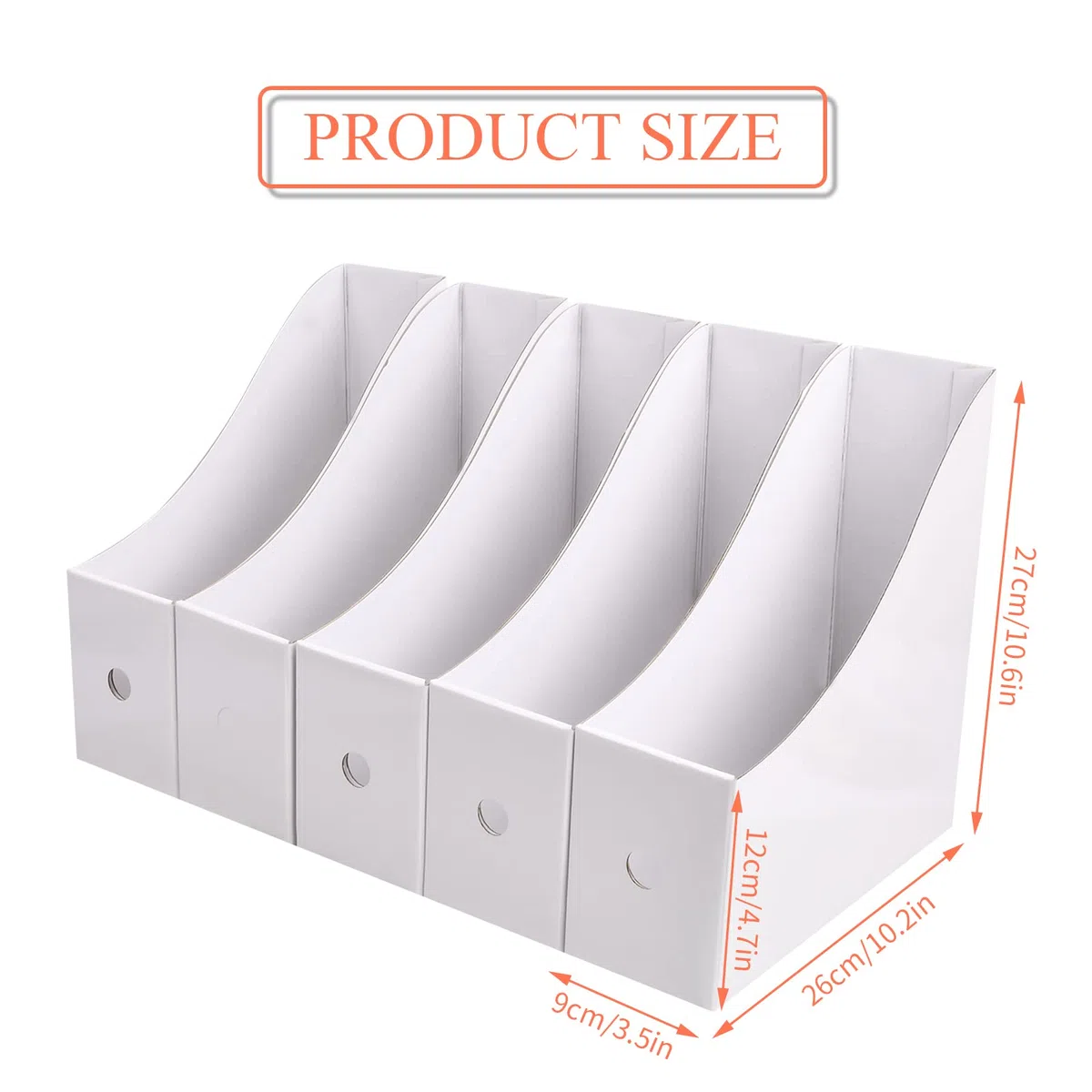 5 Piezas Revistero Archivadores de Cartón, Titular de Archivos de Revistas, Caja de Almacenamiento de la Oficina Revistero Archivador, Revistero de Papel para Hogar Escuela Archivos (Blanco)