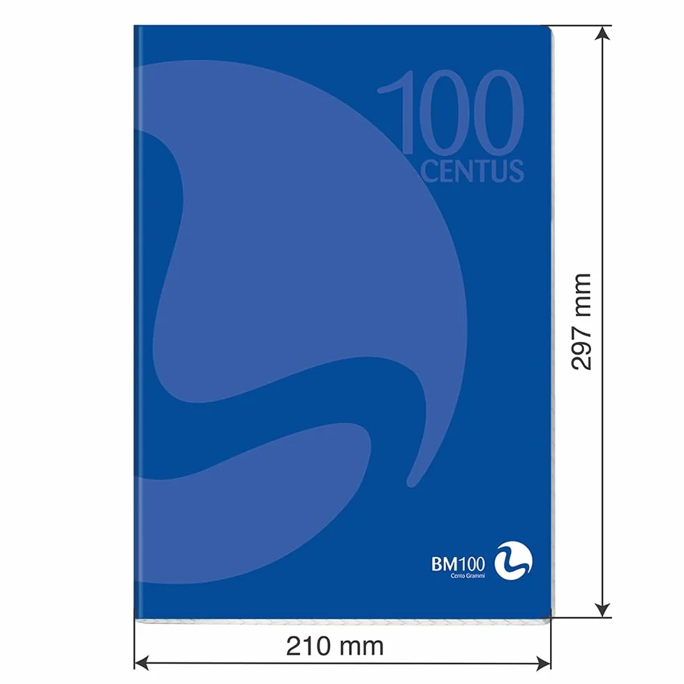 BM BeMore Centus 0101036 – Cuaderno A4 – Rayado 10 mm – Cuadrícula 1 cm – Papel 100 g/m² – 9 colores surtidos – Paquete de 12 cuadernos