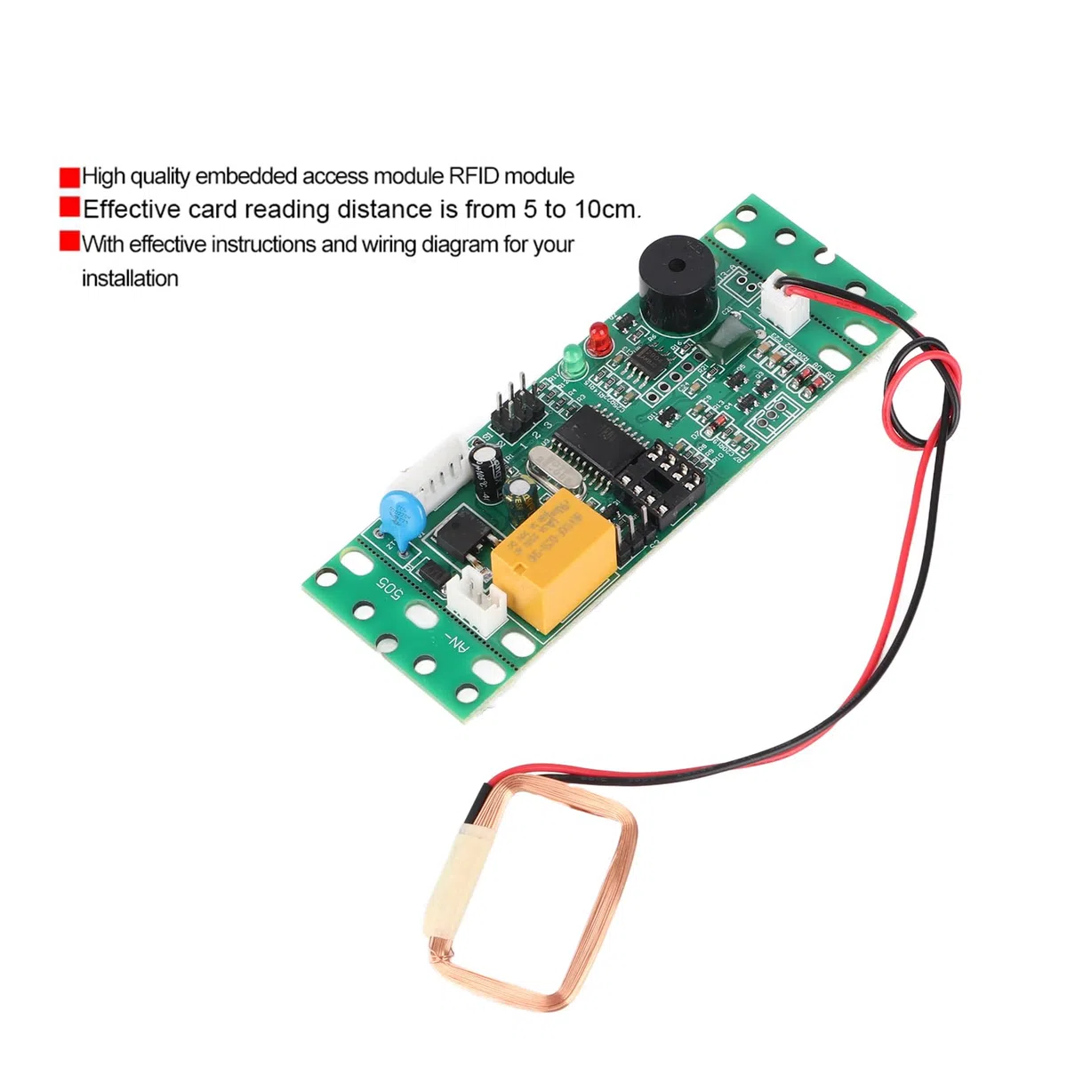 Módulo Lector de 125 KHz, Módulo Lector Módulo Lector de 125 KHz Módulo Lector Tablero de Control Integrado para Controlador de Acceso 9-12 V