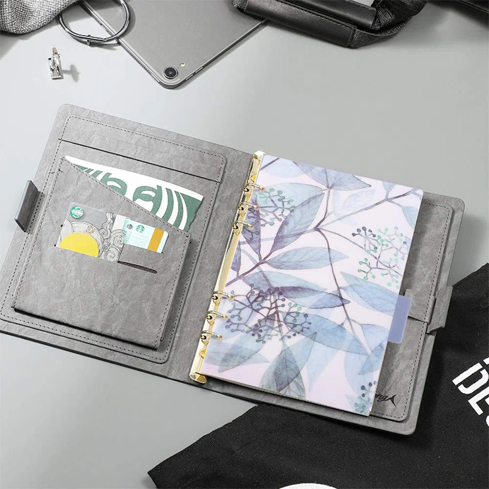 Separadores de pestañas Discbound, 2 juegos de 12 unidades A5 divisores de índice, carpeta insertable de PVC, fichas de índice de plástico para 6 anillas, cuadernos de viaje, agenda de diario de viaje