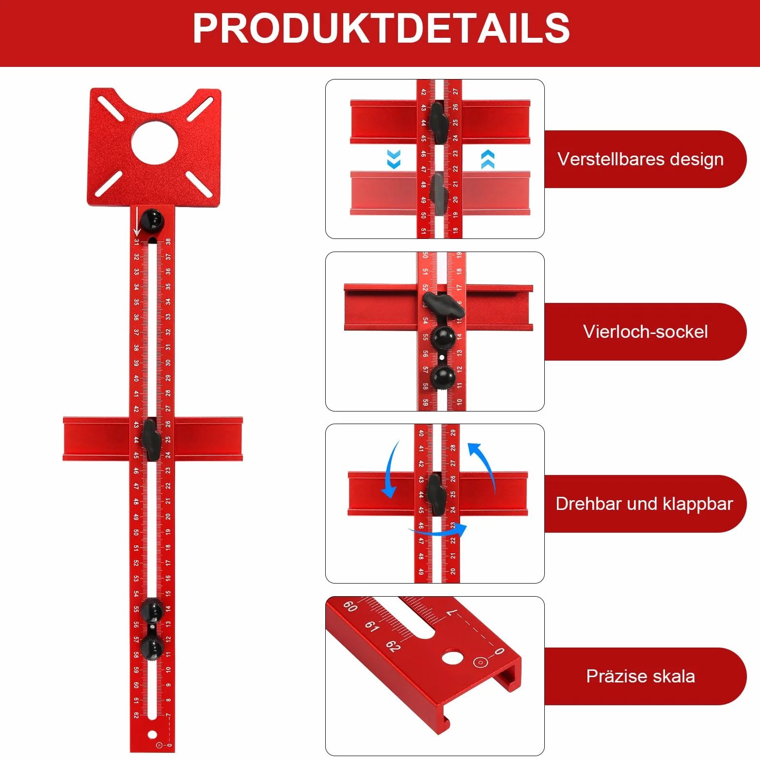 Compás de fresado de aluminio ajustable, plantilla de fresado métrico, accesorios para fresadora superior, plantillas de fresado para fresadoras superiores, placa de fresado para círculos y rectas