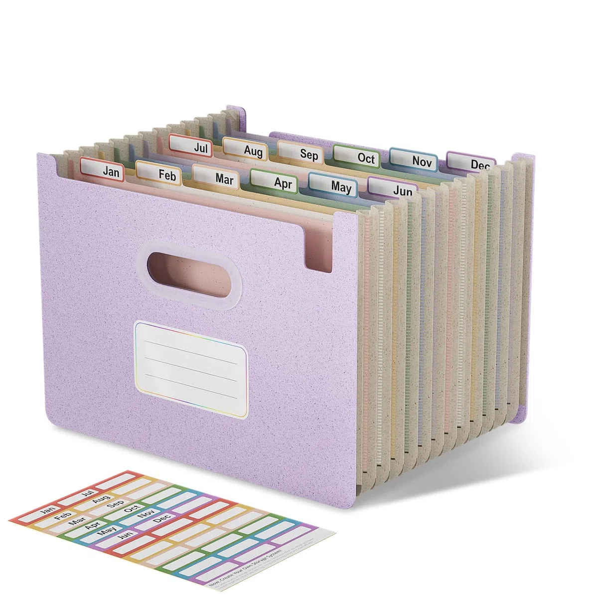 EcoStash Carpeta Clasificadora Acordeón, 12 Bolsillos Archivador A4 de Paja de Trigo, Clasificador Documentos Expandibles,Vertical,Libre de BPA,Regreso a la Naturaleza,Vida Saludable - Púrpura Lavanda