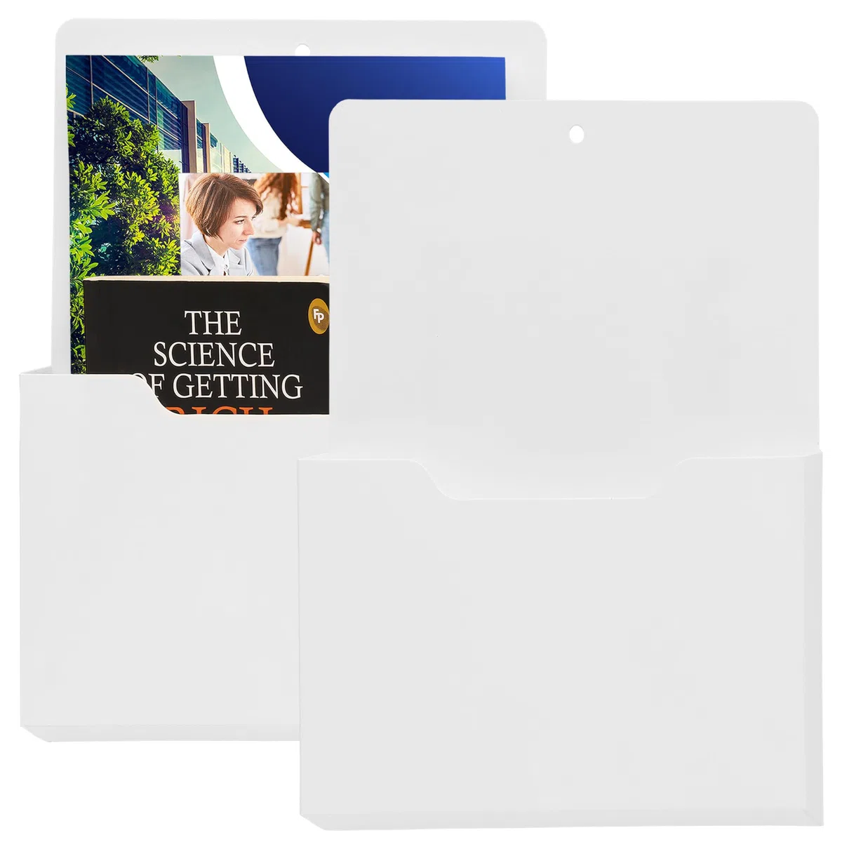 BELLE VOUS Pack de Archivadores de Oficina - 2x Clasificador Porta Documentos Magnético Blanco para Papeles A4 - Set Organizador Revistero Archivador Colgante de Pared o Escritorio