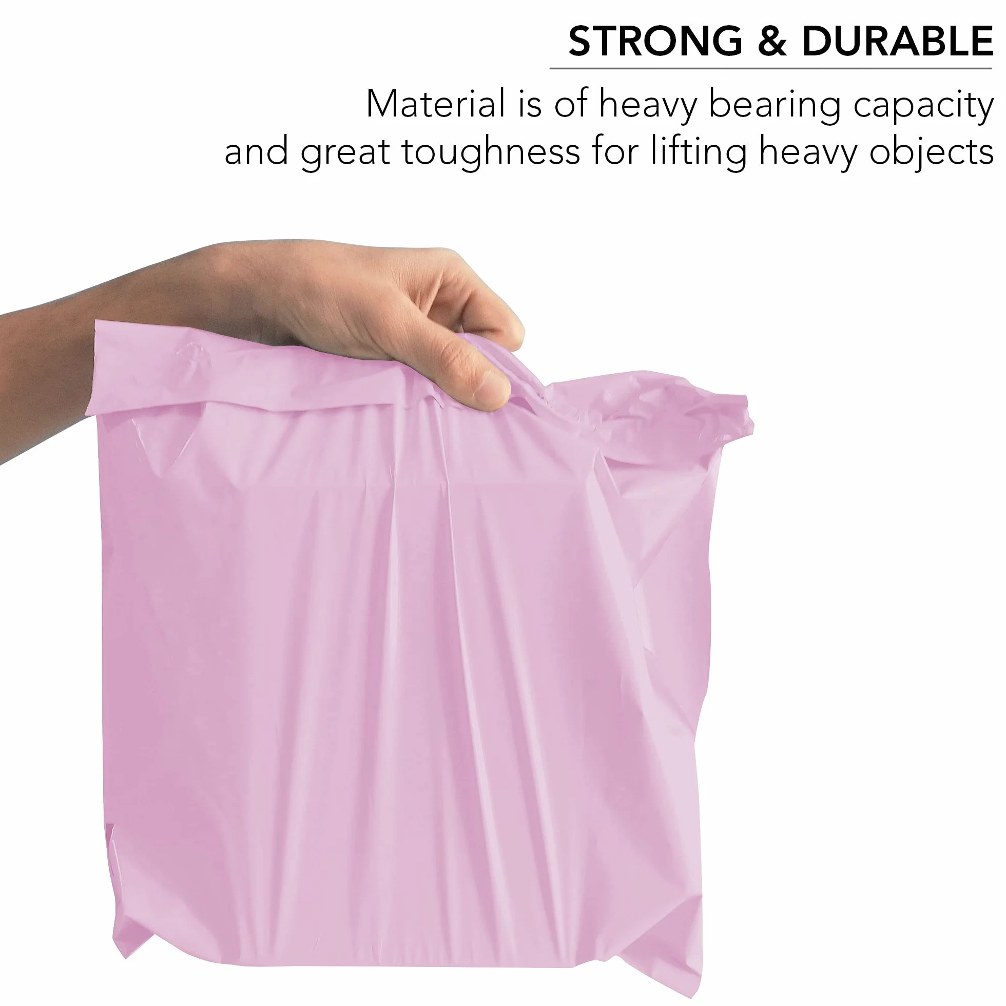 iSOUL iSOUL - Bolsas grandes y resistentes para envíos postales, color gris, 12 x 16 pulgadas, paquete de 100 unidades, color rosa claro