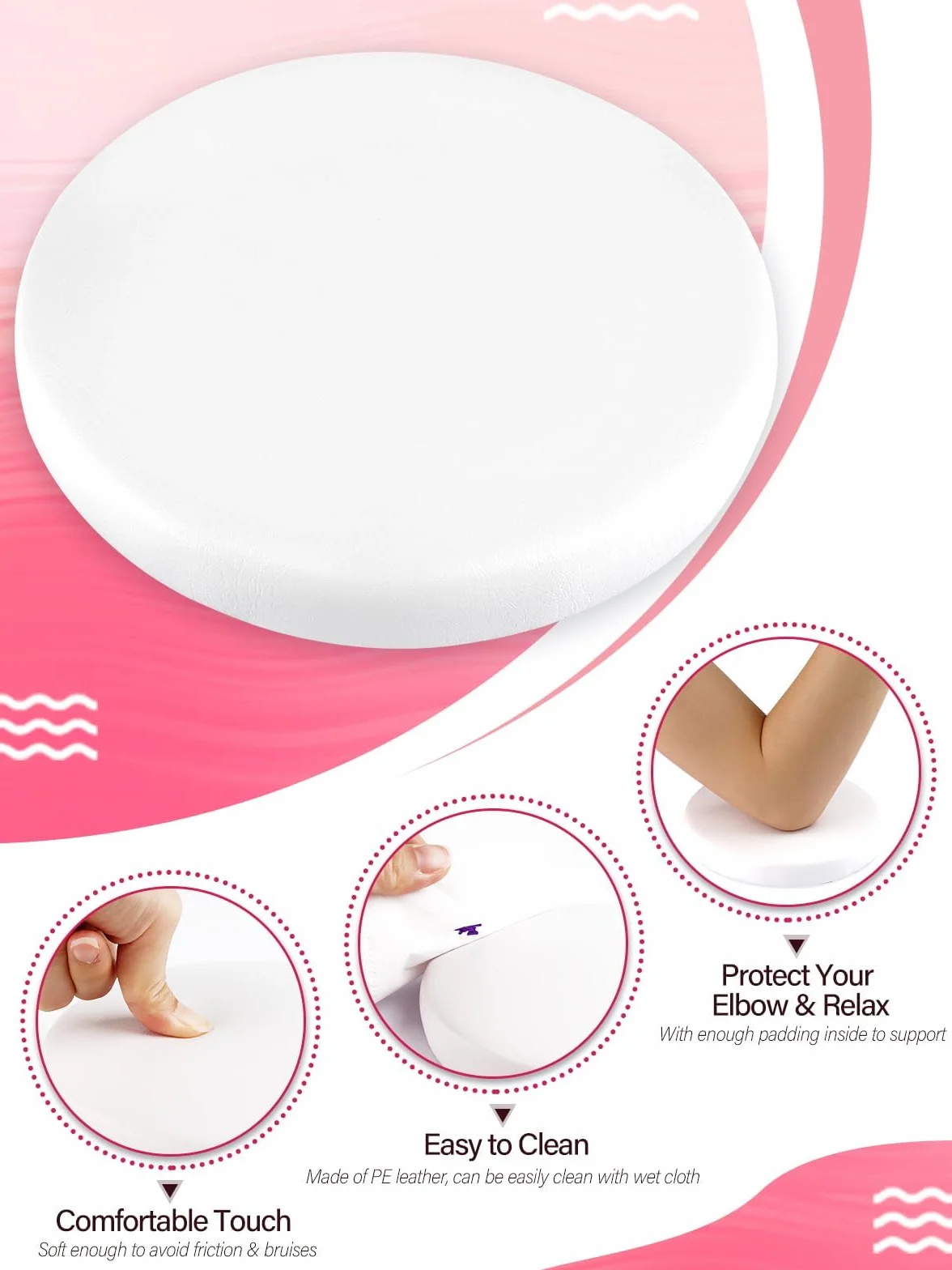 2PCS Nail Tech Elbow Rest, TOROKOM Descanso de Codos para Técnicos de Uñas, Descanso de Codospara Manicura, Reposabrazos para Manos en Uñas (Blanco)