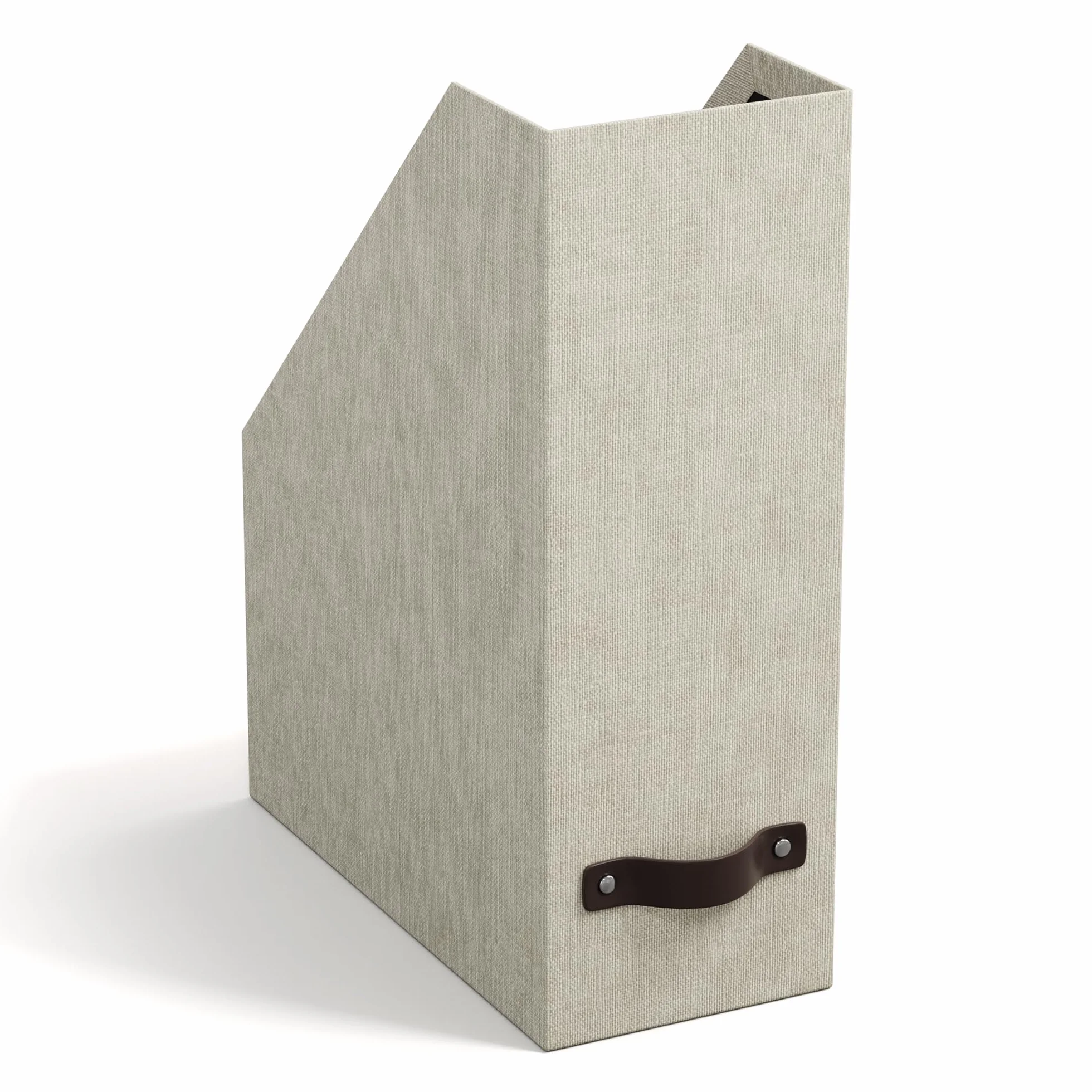 Bigso Box of Sweden Archivador vertical para periódicos, revistas o actas – Práctica caja clasificadora de tablero de fibras y papel con aspecto de lino – Revistero archivador rígido y con asa – beige