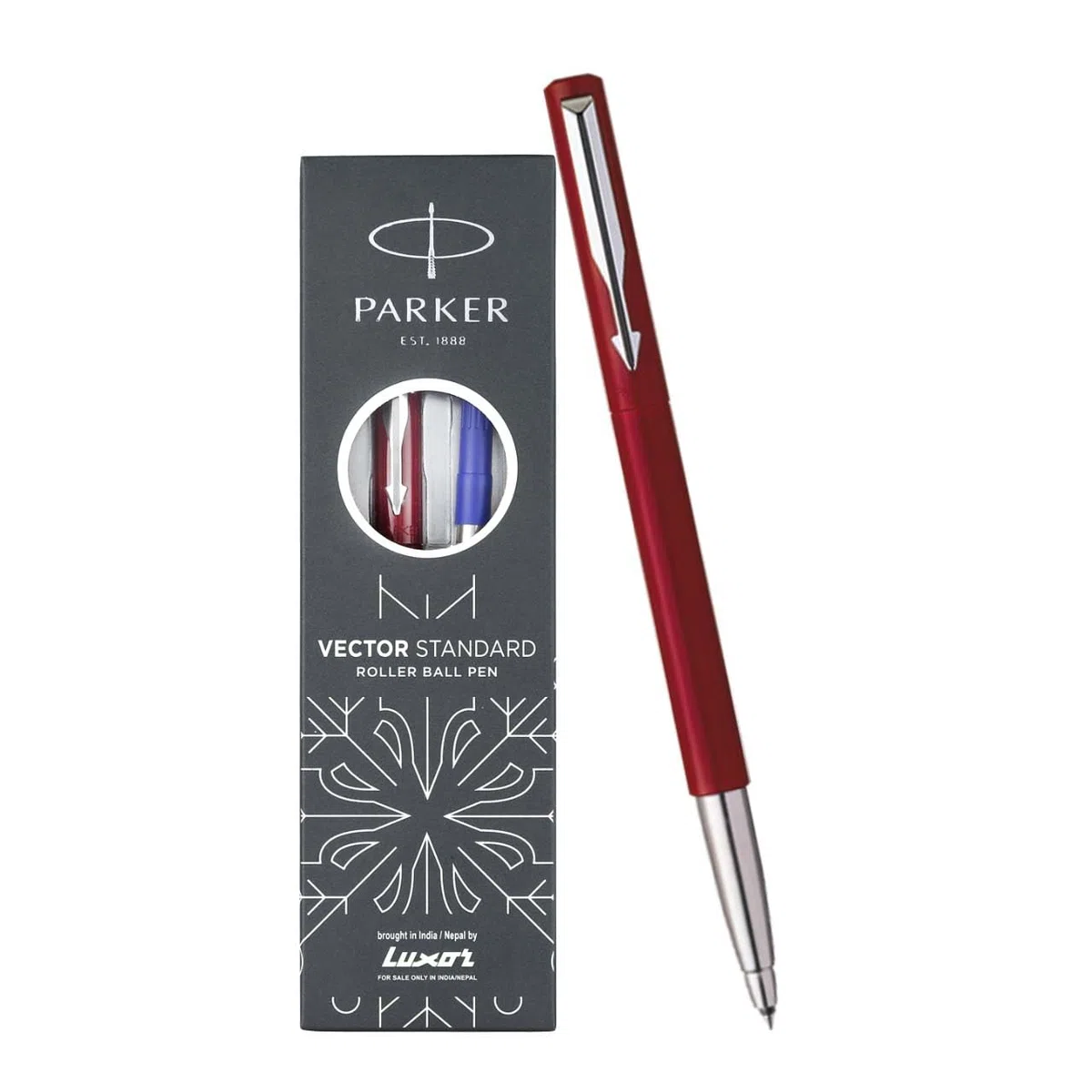 Parker Moments Vector Standard Chrome Trim Roller Bolígrafo (Rojo)