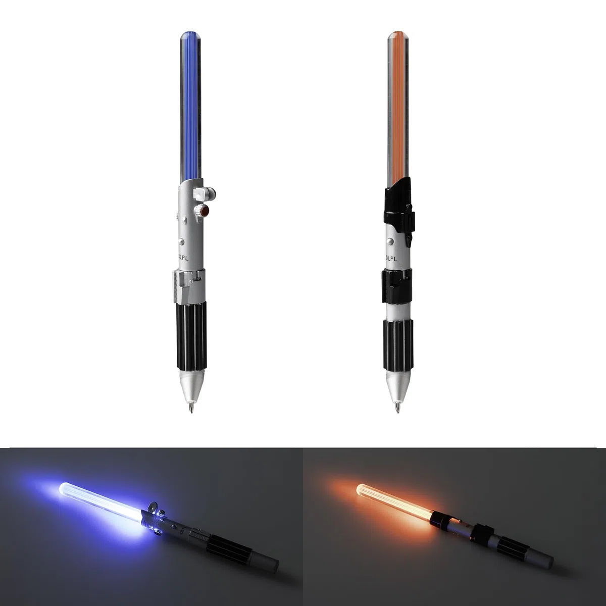 Boligrafos Star Wars Sable Laser - Con Luz Roja y Azul y Tinta negra | Star Wars Regalos Merchandising Oficial para niños y adultos | Incluyen Pilas y Caja regalo