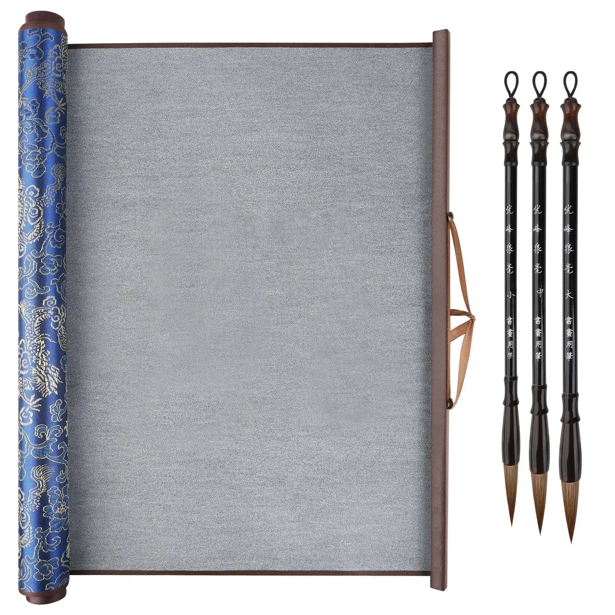 Linkstyle Set Papel Mágico Caligrafía China: Alfombrilla de Escritura con Agua Reutilizable & 3 Pinceles de Bambú para Principiantes, Práctica de Escritura y Dibujo