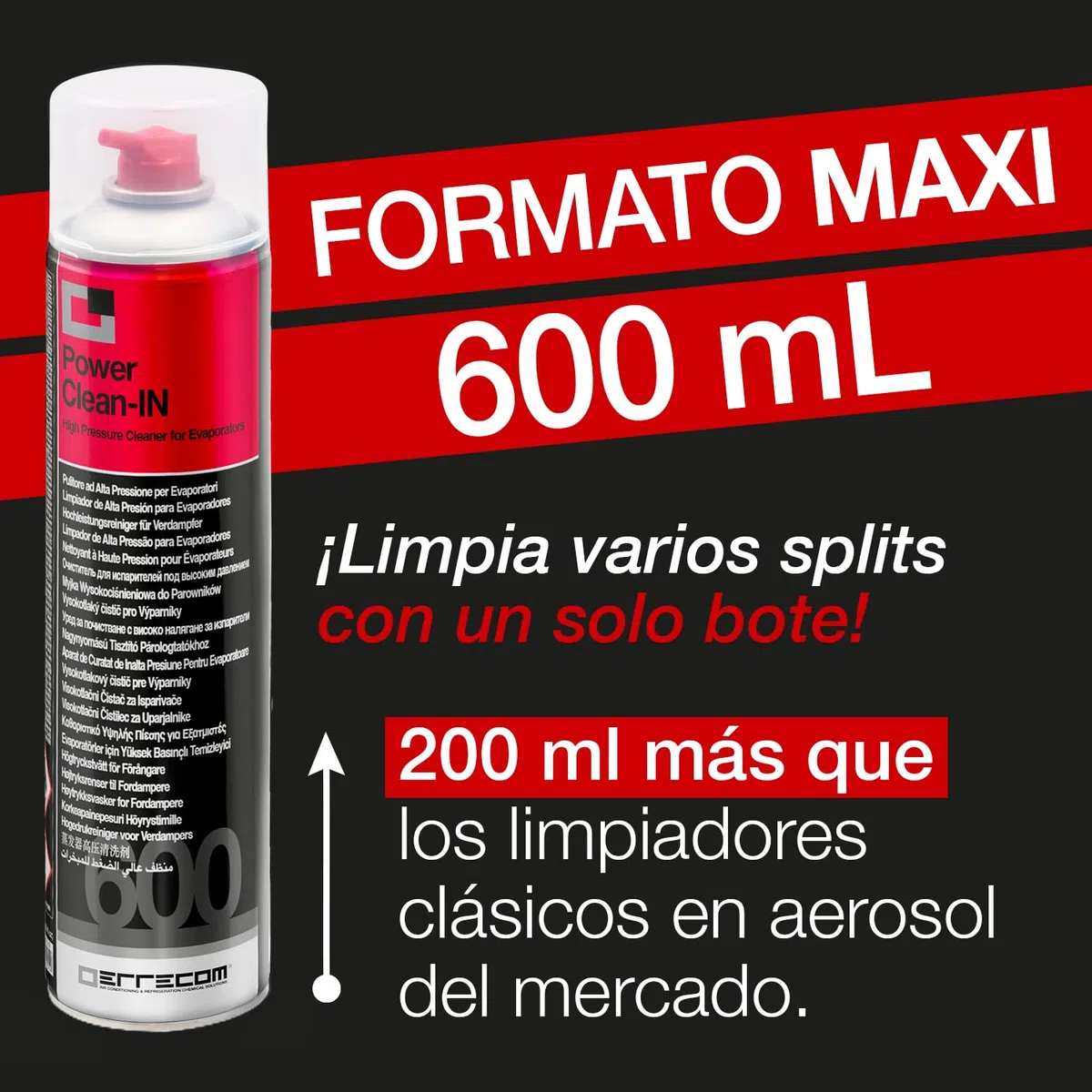 Errecom Power Clean - IN, Limpiador de Alta Presión para Aire Acondicionado, Bombona de 600mL