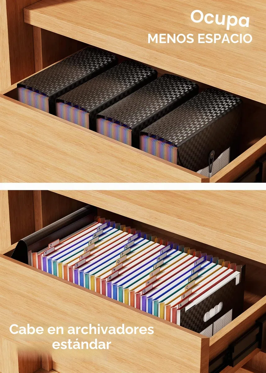 ABC life Carpeta de documentos A4, Carpeta A4, Carpeta de 26 compartimentos, Organizador de archivos, Bolsa de documentos de gran capacidad, Carpeta expandible en acordeón