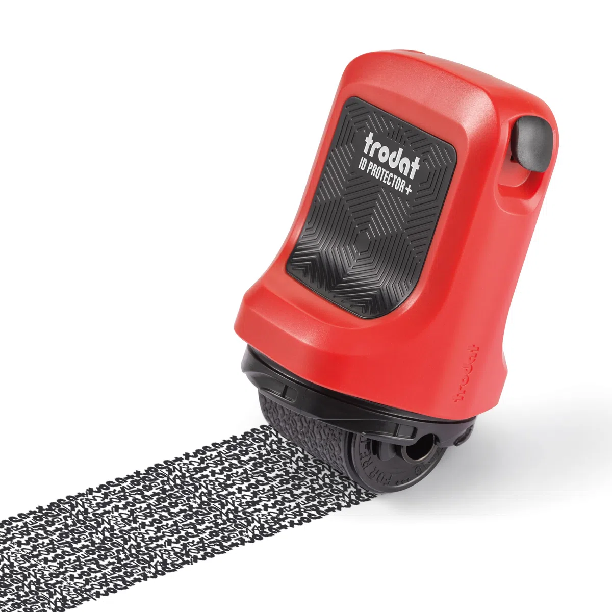 Trodat ID Protector+ Ink Roller, sello de rodillo de tinta 3 en 1 para protección de datos contra el robo de identidad en 1 solo gesto, con abrecartas y hoja para abrir paquetes integrados, tinta
