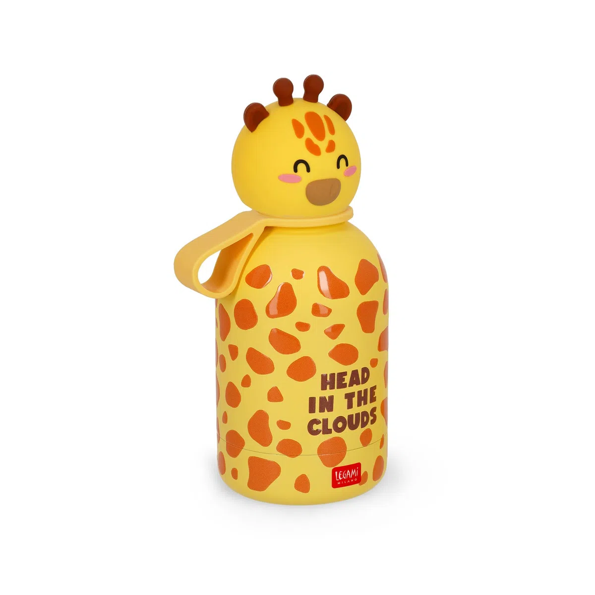 Legami - Botella de agua para niños Hot&Cold BFF, Giraffe, doble capa de acero inoxidable 18/8 con cierre hermético, se mantiene caliente durante 12 h y fría durante 24 h, capacidad 310 ml