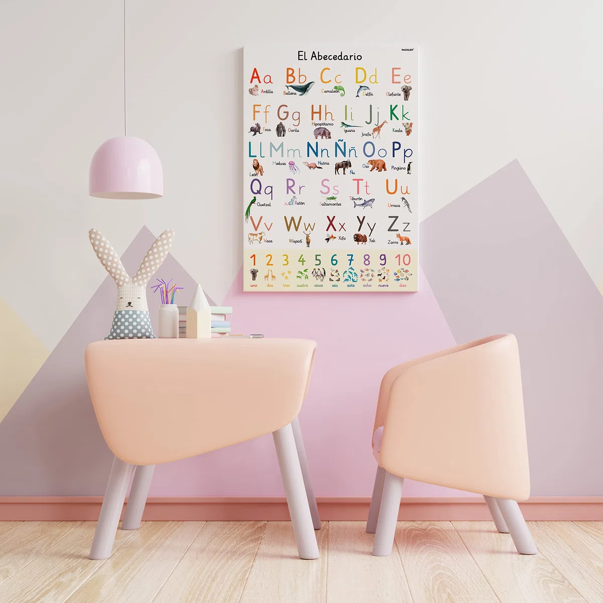 Poster del Abecedario para Niños en Español - Poster con Letras Grandes y Animales Divertidos para un Aprendizaje Fácil - Perfecto para Decorar Habitaciones Infantiles y Aulas