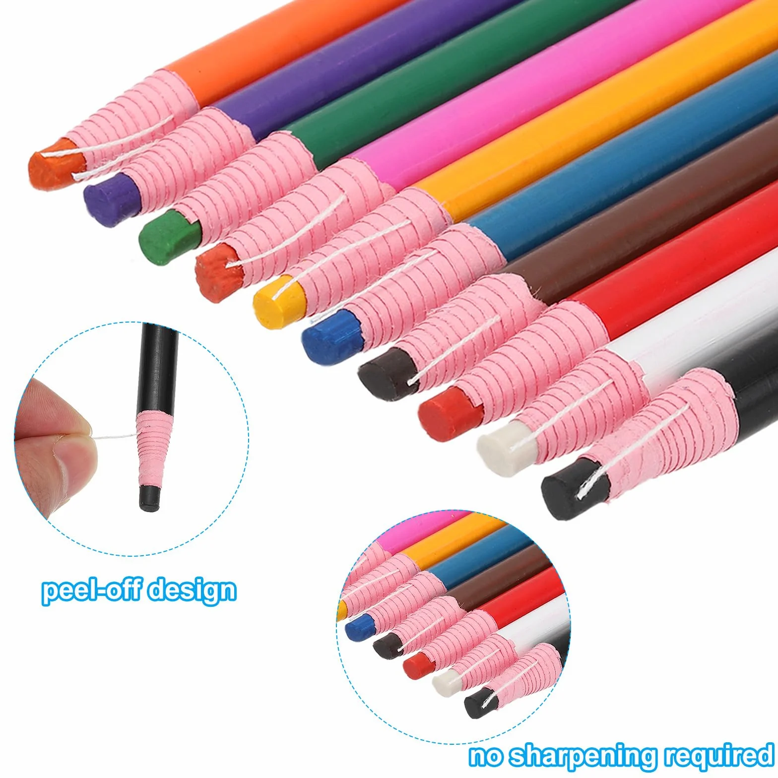 PATIKIL Rotuladores de Cera Peel-Off para China, 24 Piezas Lápices de Cera para Madera de Vidrio, Prendas de Vestir, Dibujo de Películas de Papel, Vinilo, Metal, Azul